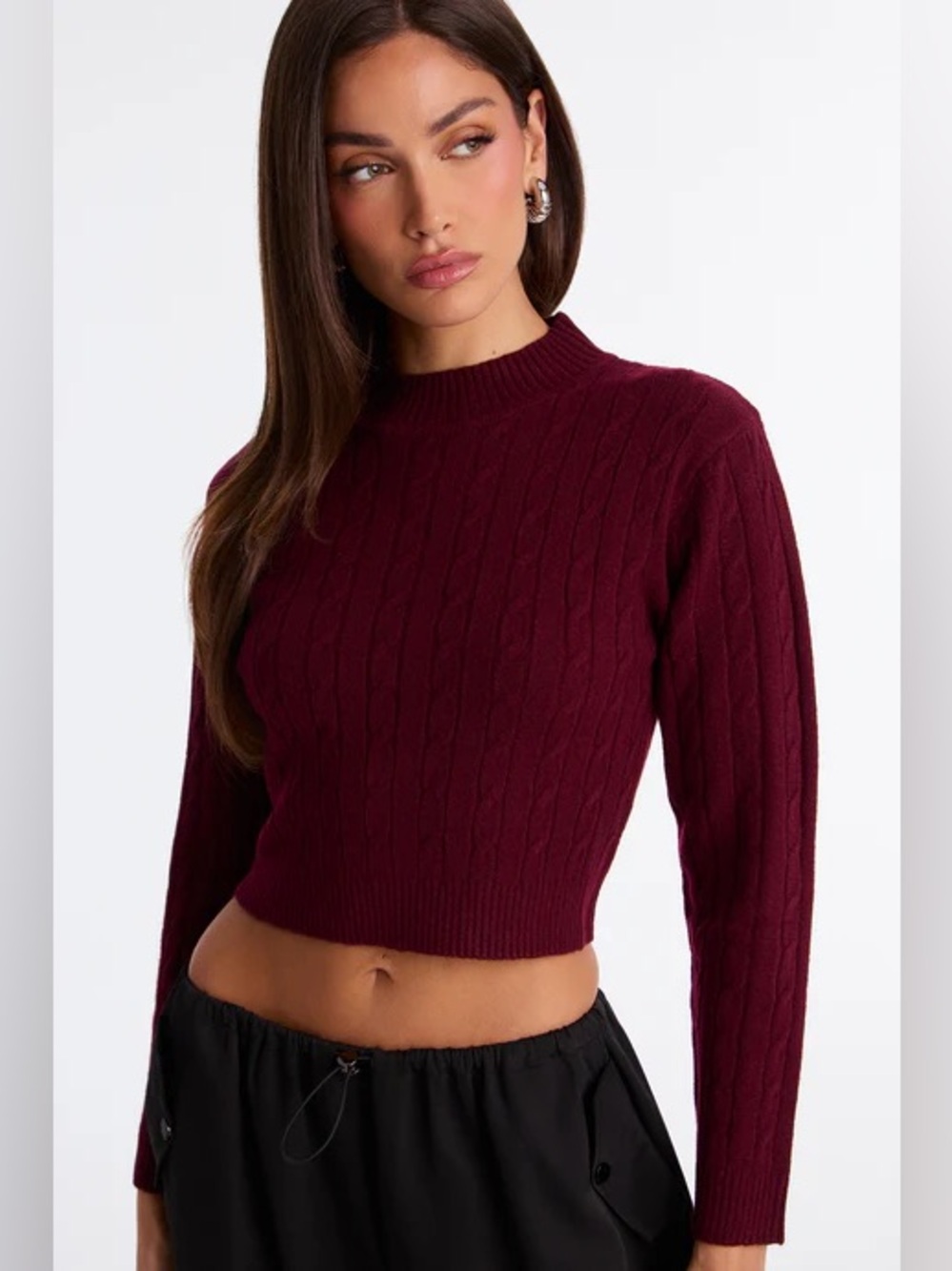 Mock Neck Cable Knit Sweater NEW 🏷️